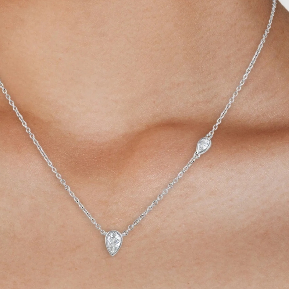 *NWT* Kenneth Jay Lane Silver Moissanite Necklace - Picture 2 of 15